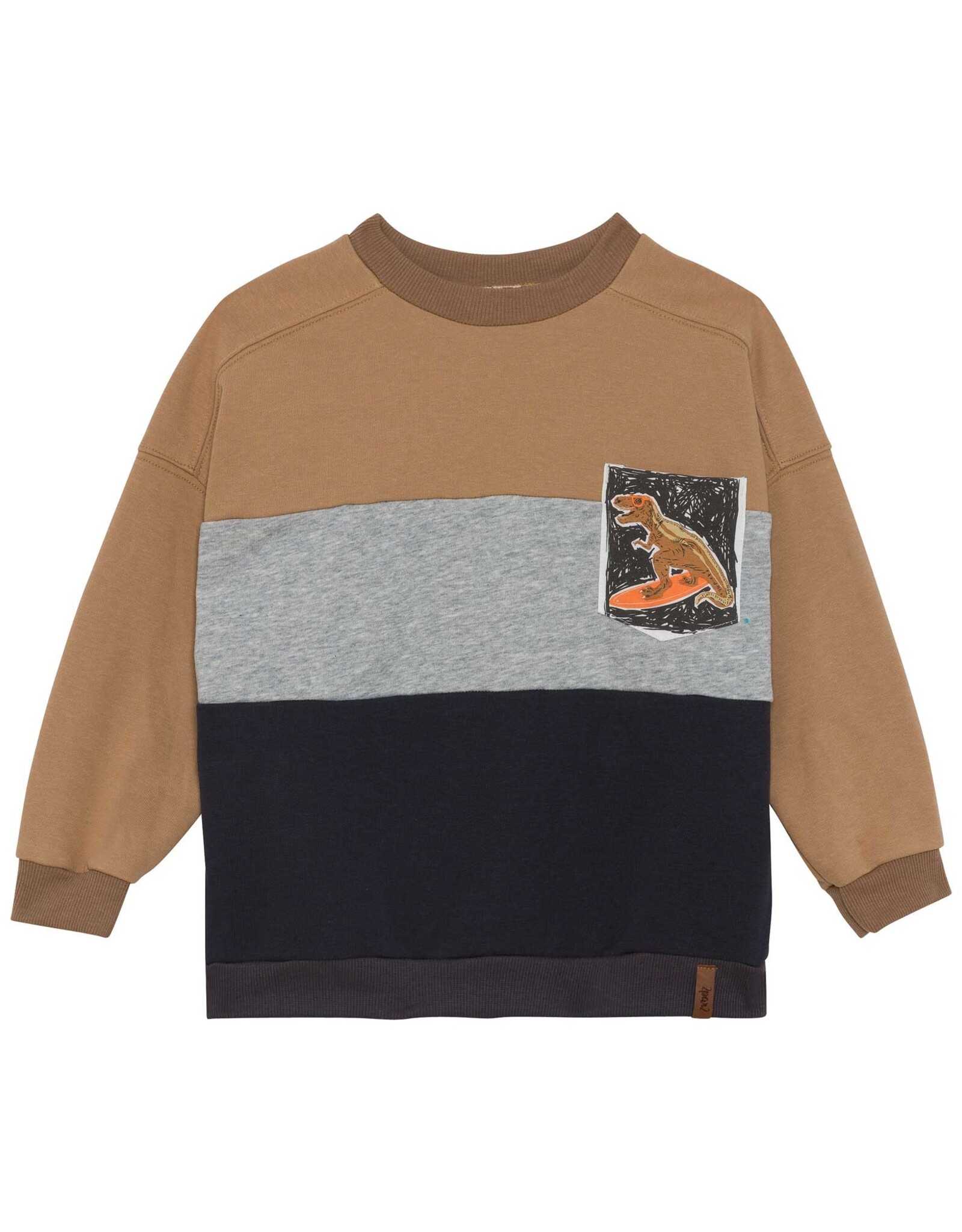 Deux Par Deux Tan Mix Top w/Dino Pocket