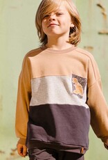 Deux Par Deux Tan Mix Top w/Dino Pocket