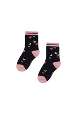 Deux Par Deux Coral Blush Butterfly Socks