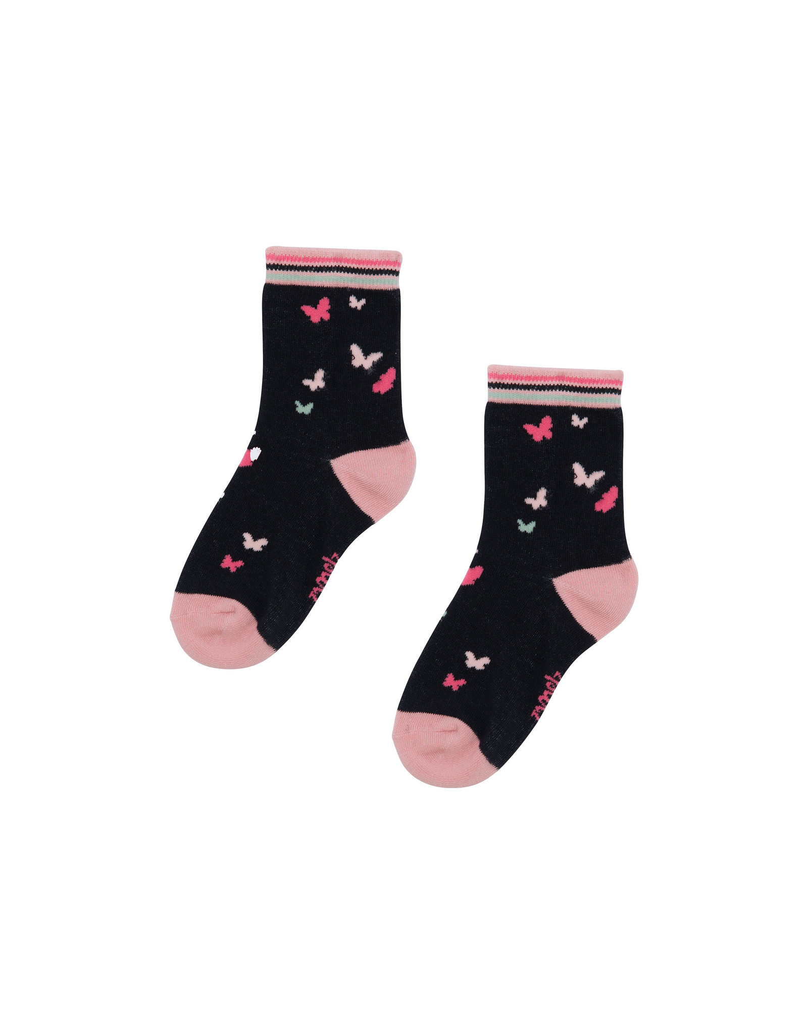 Deux Par Deux Coral Blush Butterfly Socks