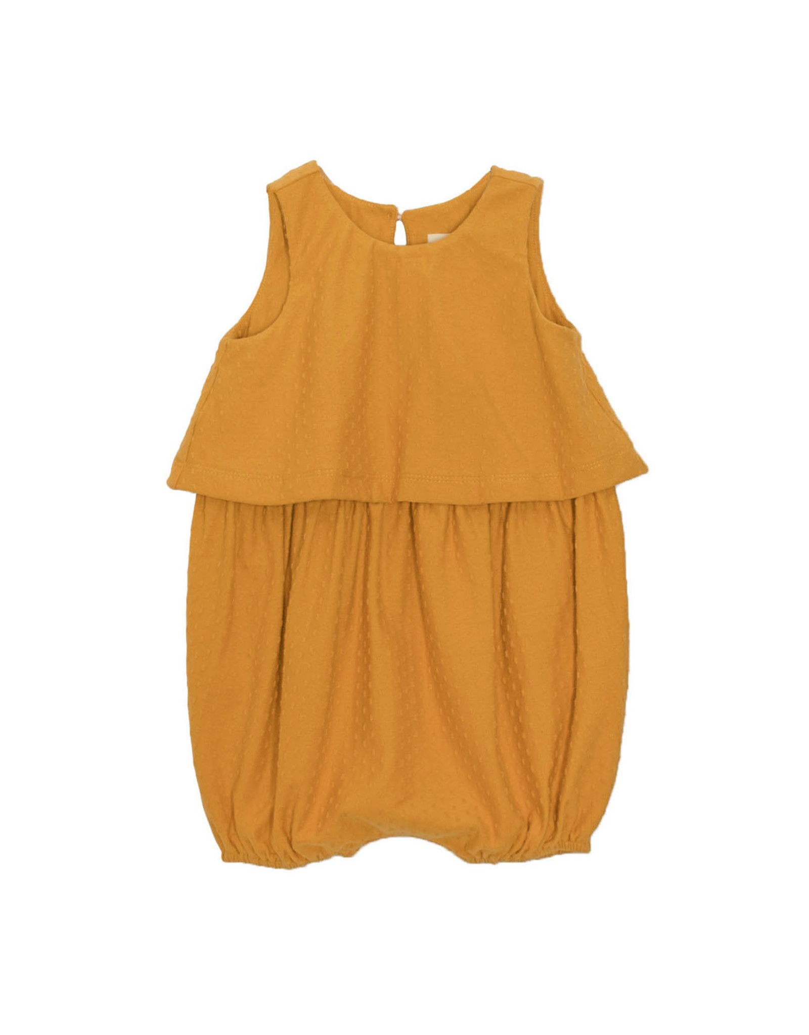 Mabel & Honey Open Hearts Knit Romper in Yellow