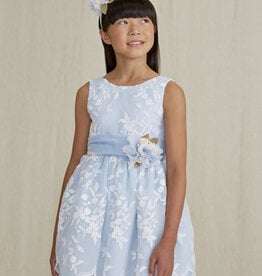 Abel & Lula Light Blue Organza Embroidered Dress