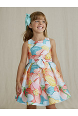 Abel & Lula Turquoise Stamp Mikado Dress