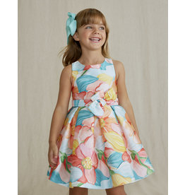 Abel & Lula Turquoise Stamp Mikado Dress