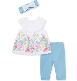 Little Me Floral Border Woven Tunic Set & Headband (18M)