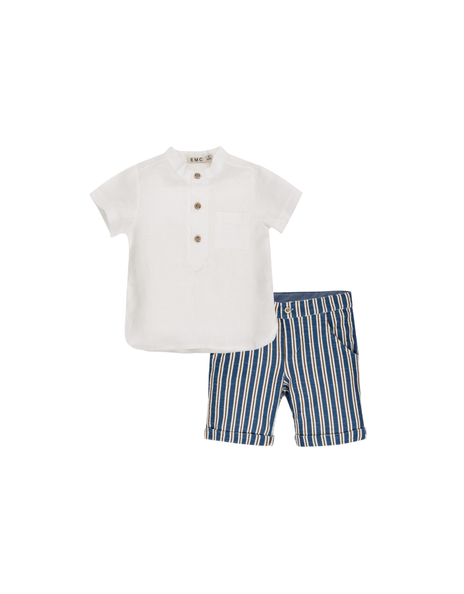 EMC White Oxford Set with Stripe Shorts