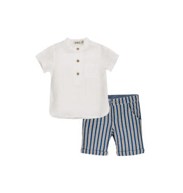 EMC White Oxford Set with Stripe Shorts