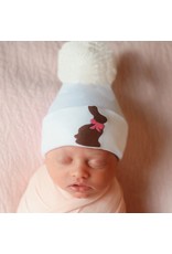 ilybean Nursery Beanie - Pink Ribbon Chocolate Bunny Pom Pom