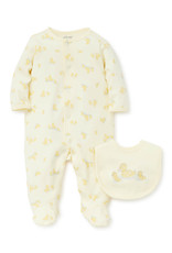 Little Me Little Ducks Footed One-Piece and Bib