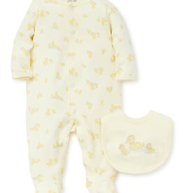 Little Me Little Ducks Footed One-Piece and Bib