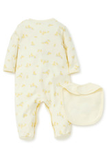 Little Me Little Ducks Footed One-Piece and Bib