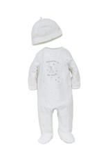 Little Me "welcome to the world" White Footie Pajama