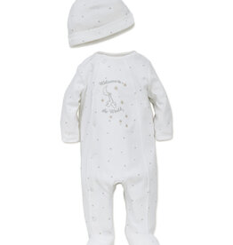 Little Me "welcome to the world" White Footie Pajama