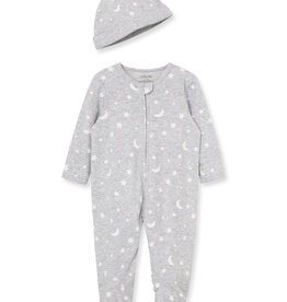 Little Me Grey Star Footie w/Hat