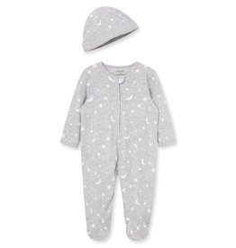 Little Me Grey Star Footie w/Hat