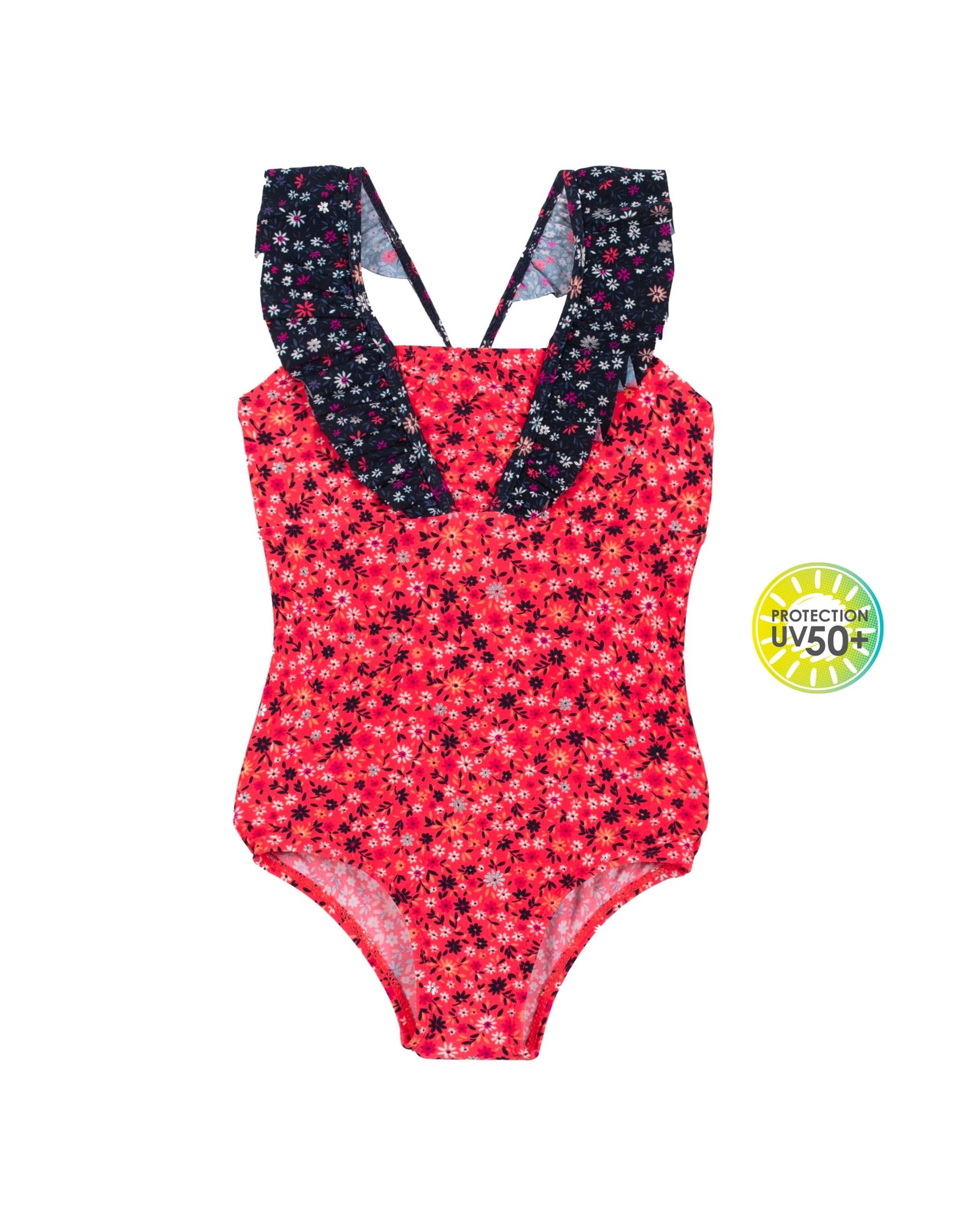 Noruk Navy Coral Floral One Pc Swimsuit
