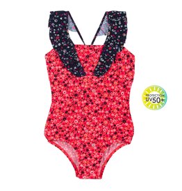Noruk Navy Coral Floral One Pc Swimsuit