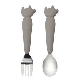 Loulou Lollipop Born to be Wild - Toddler Spoon & Fork Set - Rhino