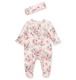 Little Me Dream Floral Footed One-Piece and Headband