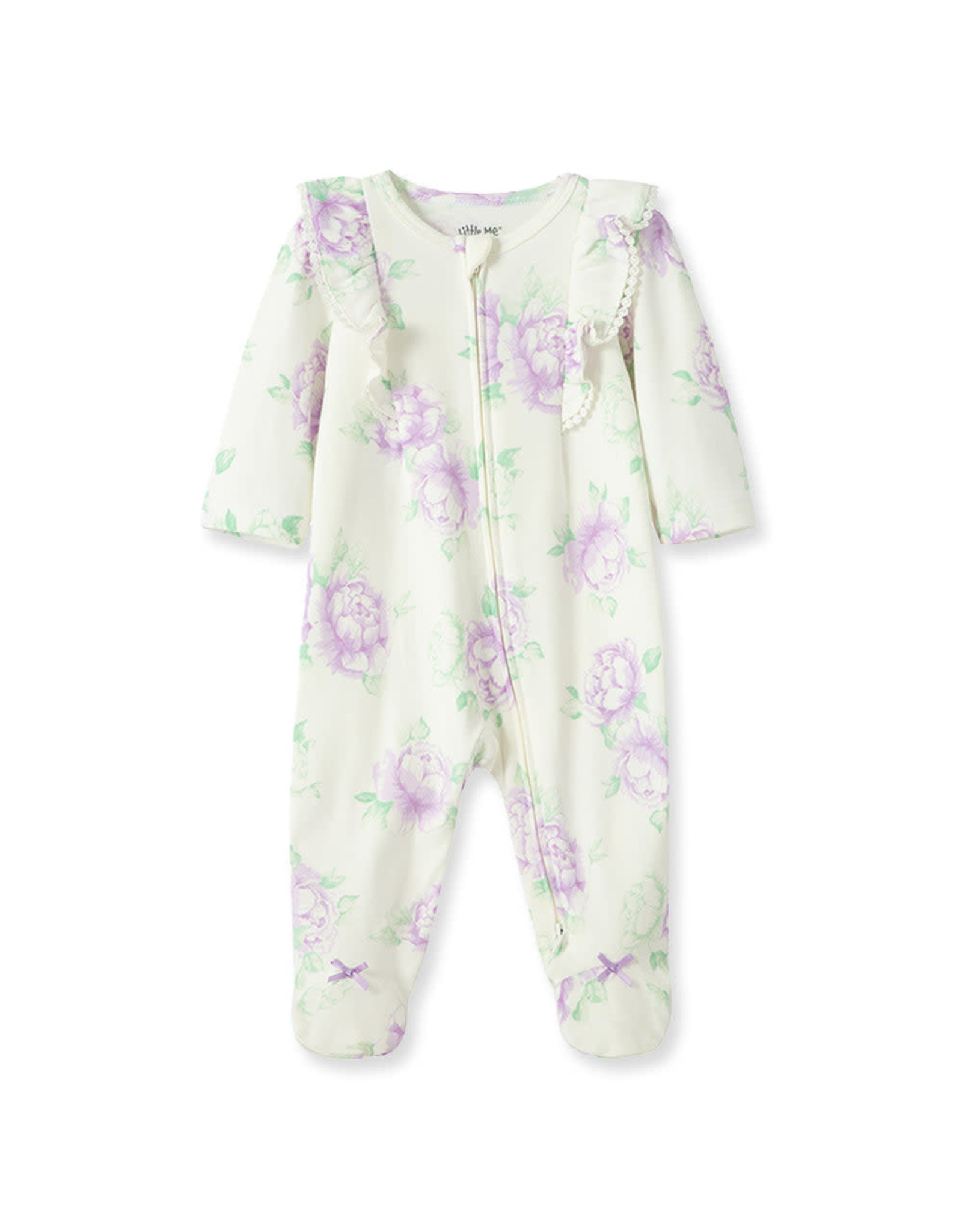 Little Me Lavish Blooms Footed One-Piece and Hat