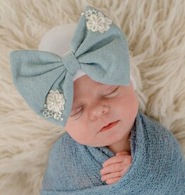 ilybean Nursery Beanie - Denim Baby with Flowers