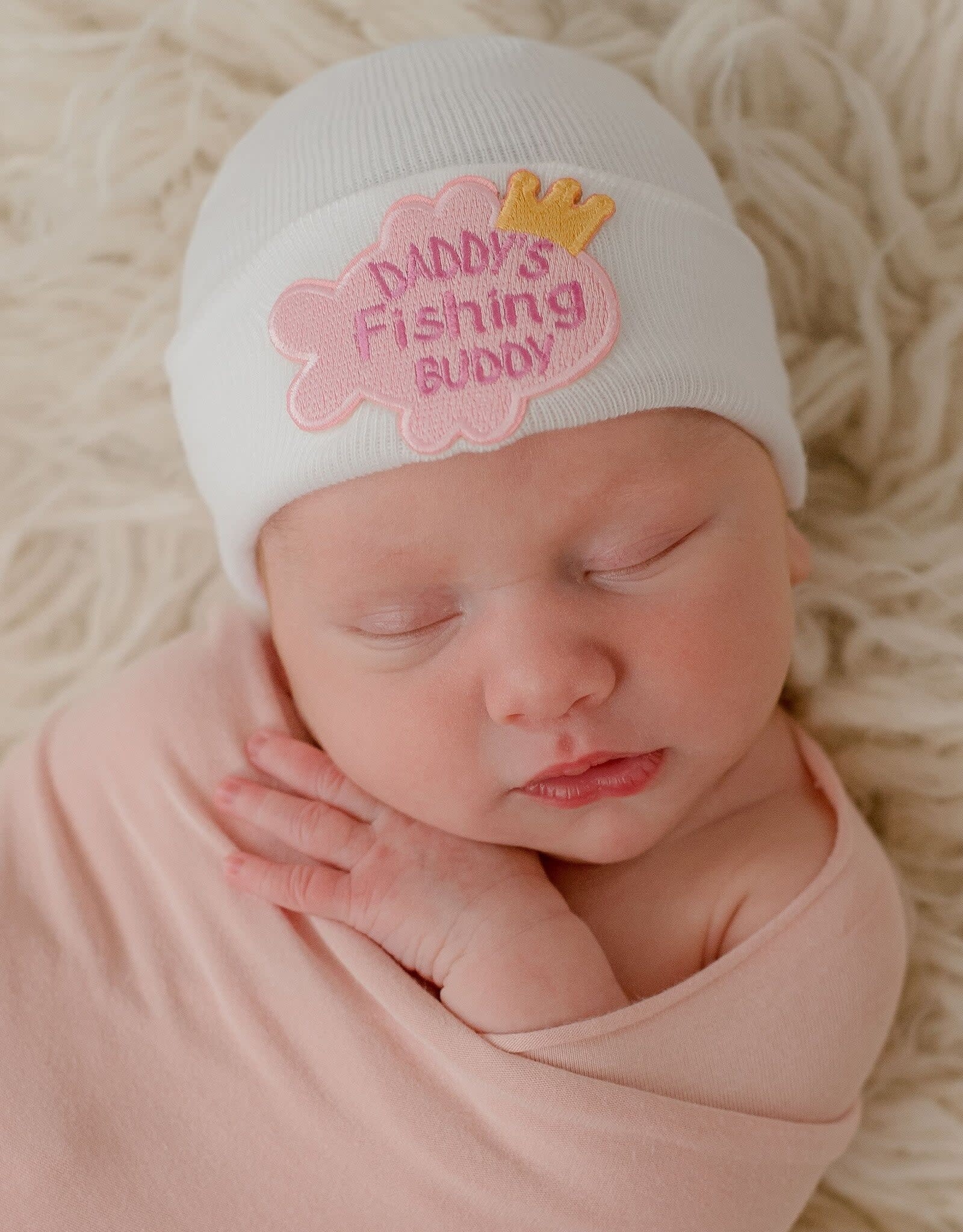 ilybean Nursery Beanie - Pink Daddy's Fishing Buddy