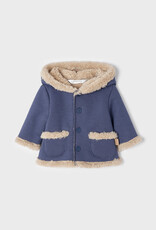 Mayoral Vintage Blue Faux Sheep Fur Coat