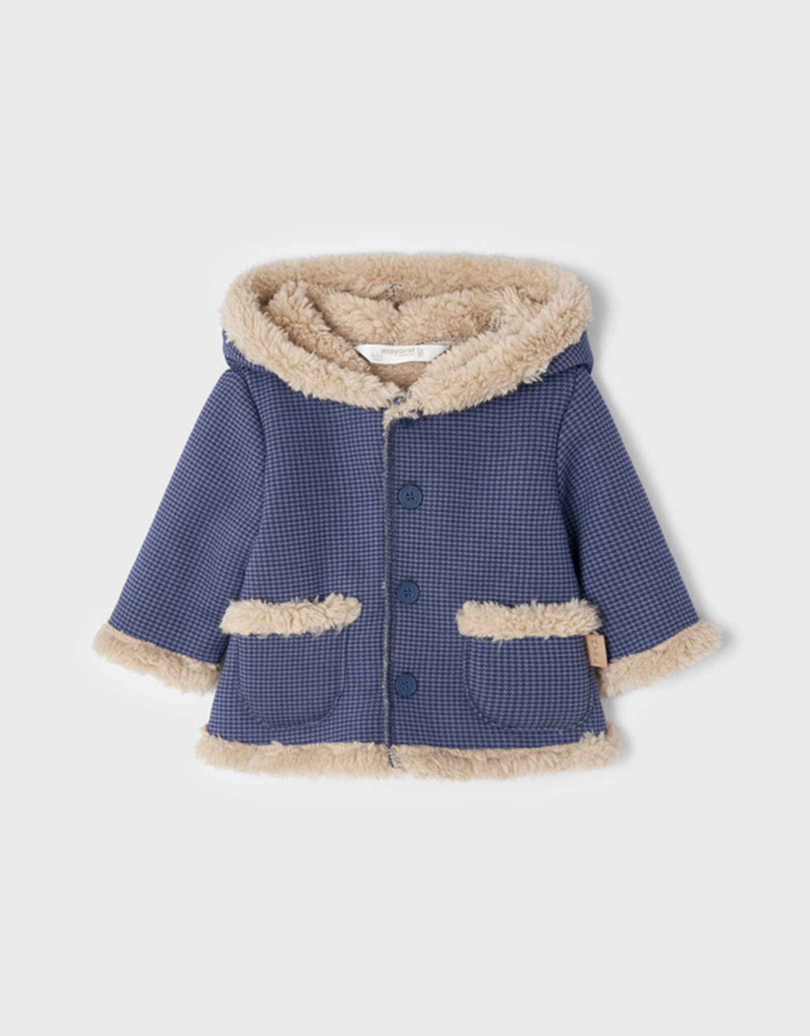 Mayoral Vintage Blue Faux Sheep Fur Coat