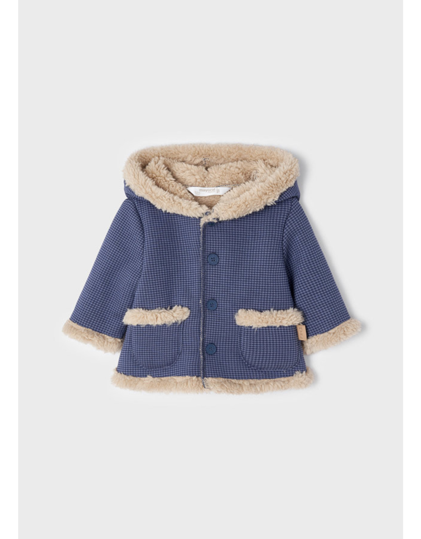 Mayoral Vintage Blue Faux Sheep Fur Coat