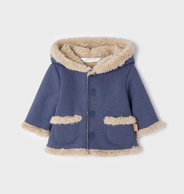 Mayoral Vintage Blue Faux Sheep Fur Coat