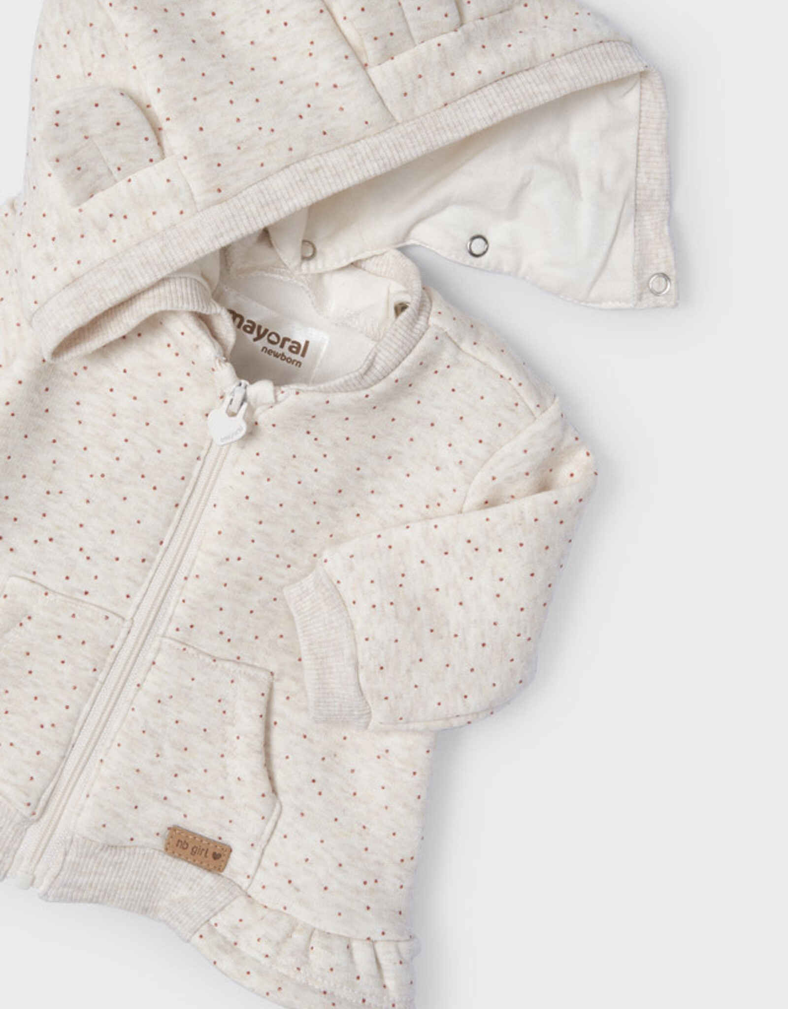 Mayoral Cream Dot Pullover w/Detachable Hood