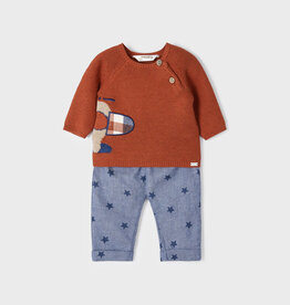 Mayoral Orange Planes Tricot Trouser Set