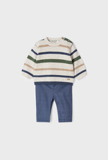 Mayoral Cream Stripe Long Trouser & Sweater Set