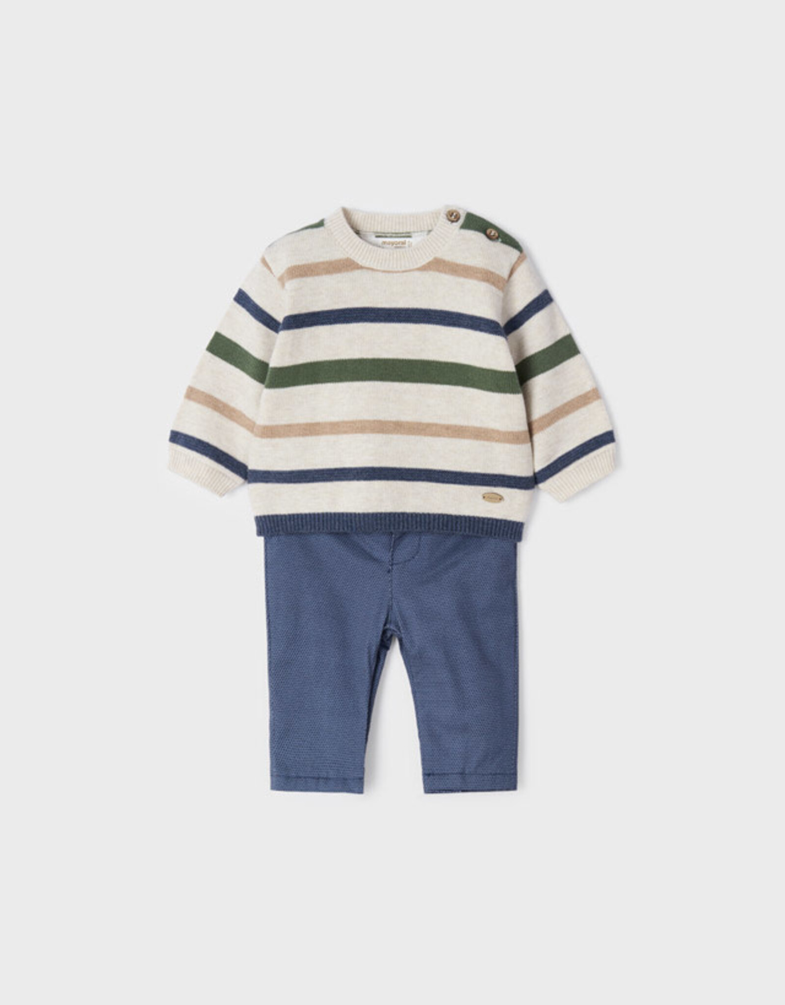 Mayoral Cream Stripe Long Trouser & Sweater Set