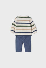 Mayoral Cream Stripe Long Trouser & Sweater Set