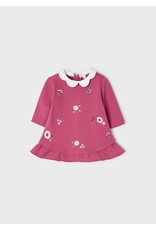 Mayoral Blackurra Flower Emroidered Fleece Dress