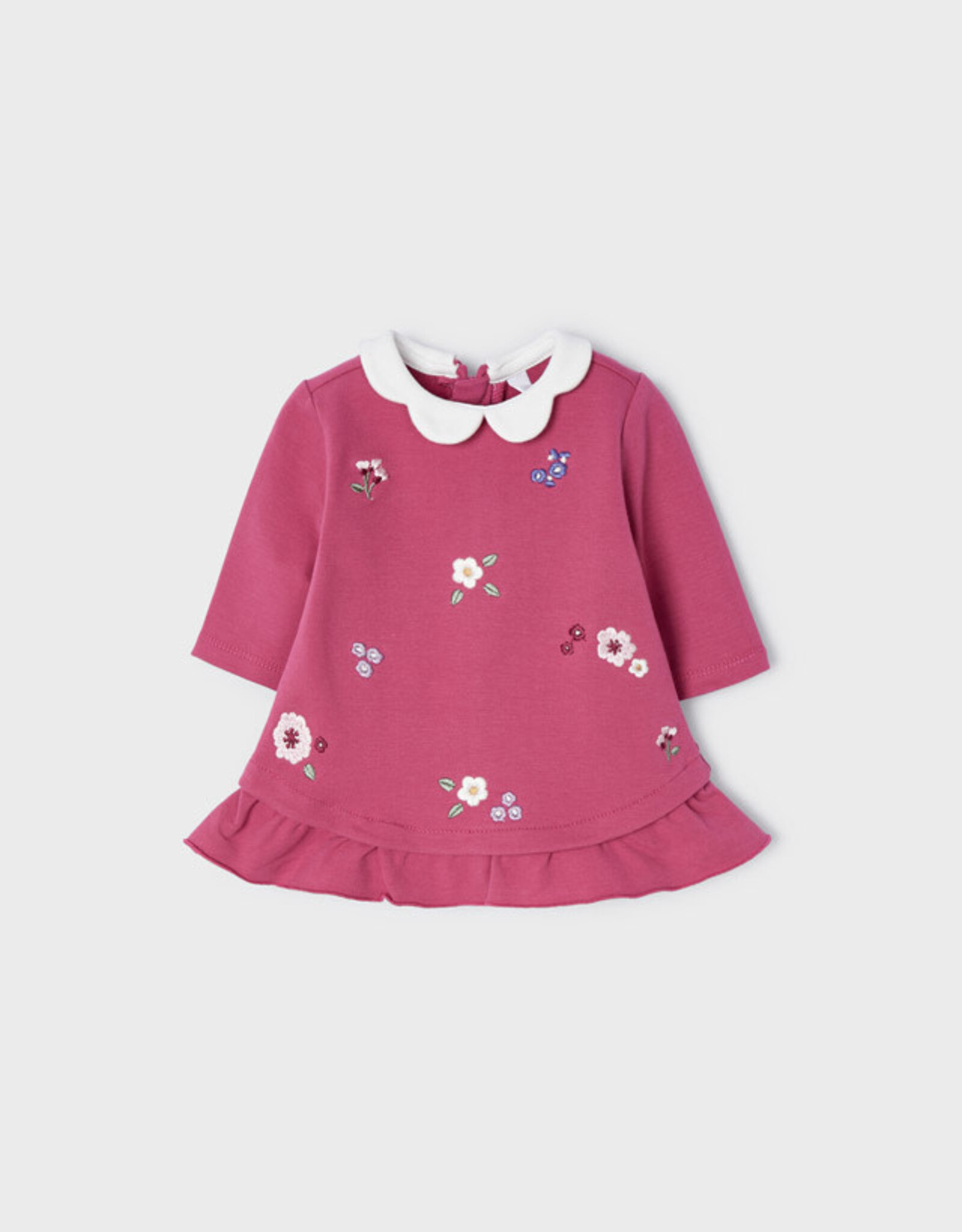 Mayoral Blackurra Flower Emroidered Fleece Dress