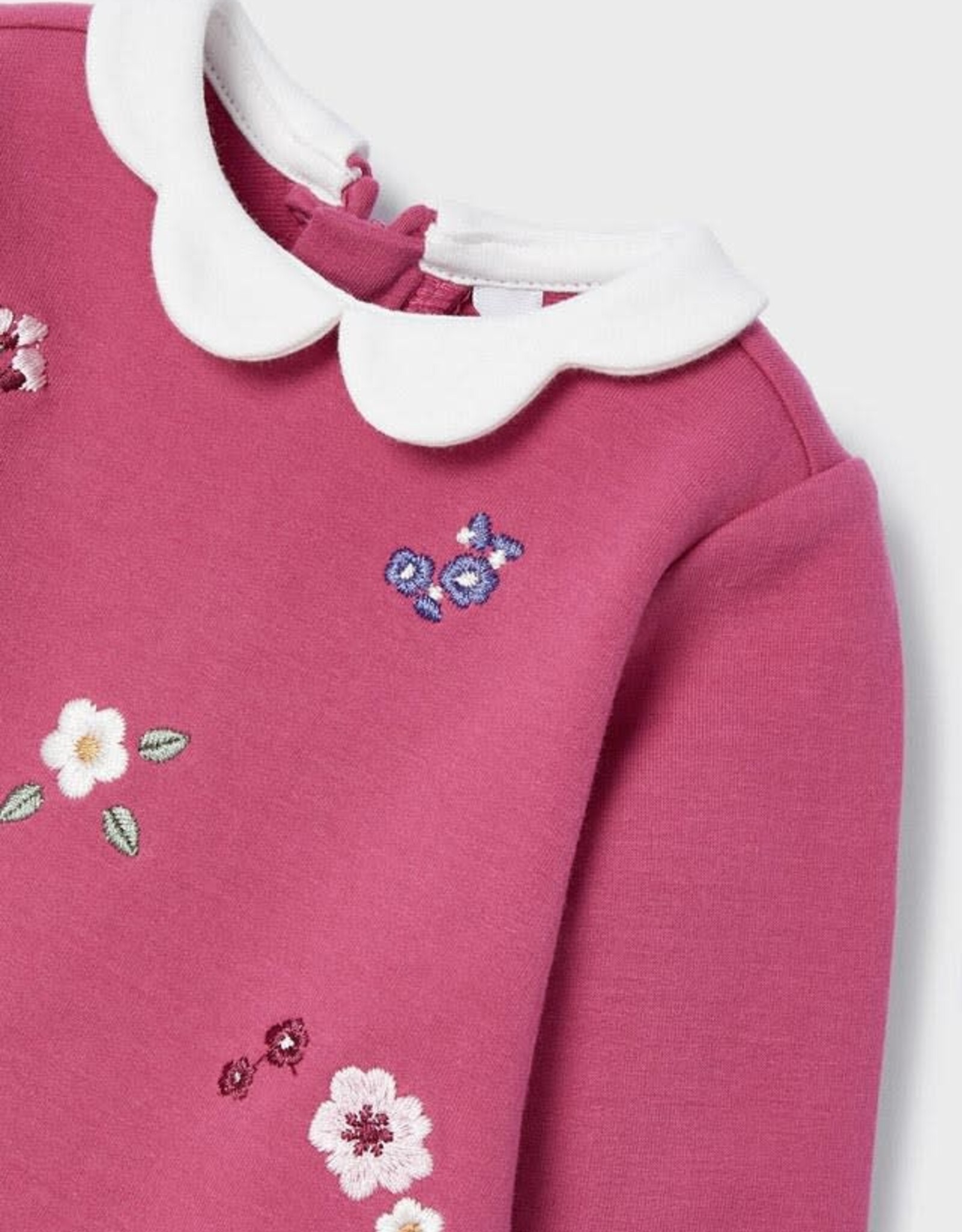 Mayoral Blackurra Flower Emroidered Fleece Dress