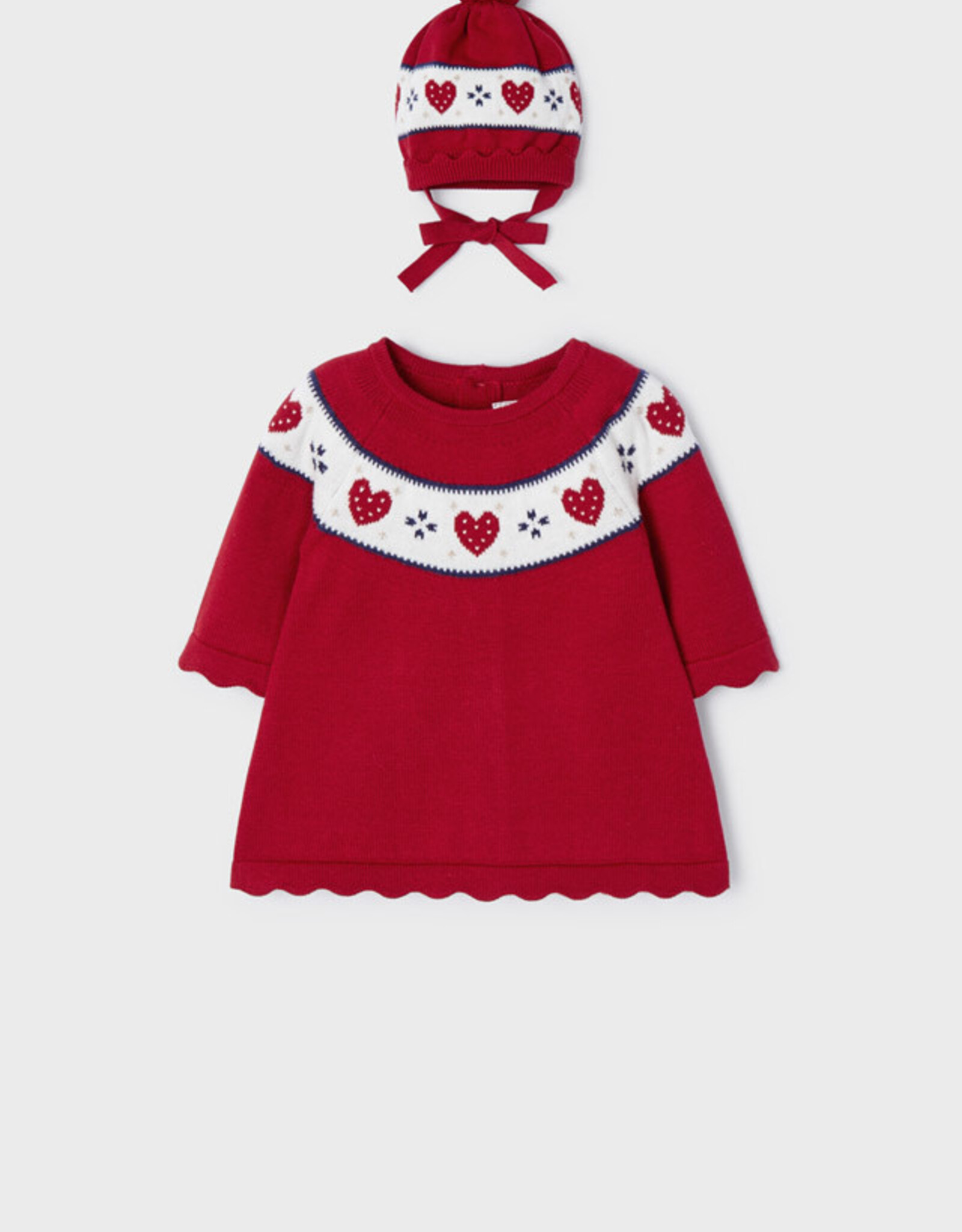 Mayoral Holidays Red Knit Dress w/Hat