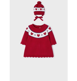 Mayoral Holidays Red Knit Dress w/Hat