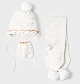 Mayoral Cream Vigo Hat-Scarf & Mittens Set