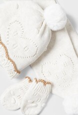 Mayoral Cream Vigo Hat-Scarf & Mittens Set