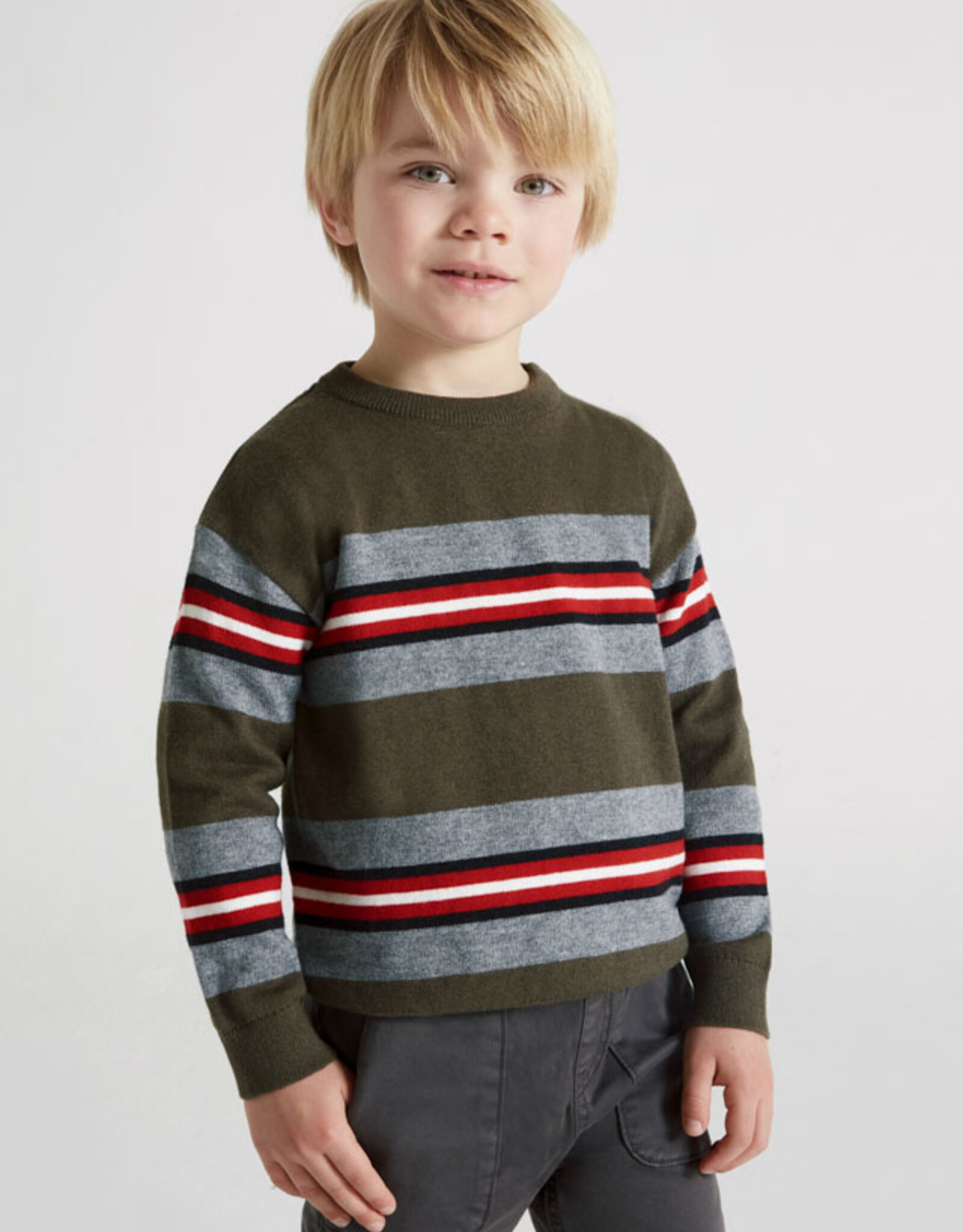 Mayoral Forest Green Striped Jumper