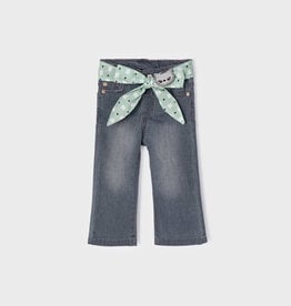 Mayoral Grey Denim Bell Bottom Jeans with Belt