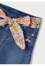 Denim Bell Bottom Jeans with Floral Belt (9mo)