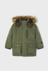 Mayoral Dark Thyme Faux Fur Hooded Parka