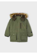 Mayoral Dark Thyme Faux Fur Hooded Parka