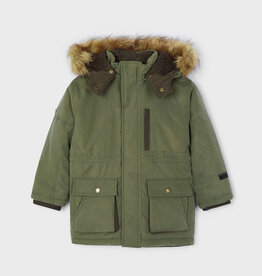 Mayoral Dark Thyme Faux Fur Hooded Parka