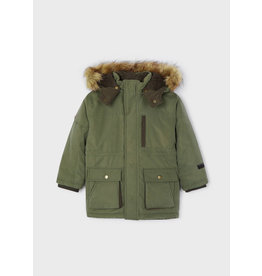 Mayoral Dark Thyme Faux Fur Hooded Parka