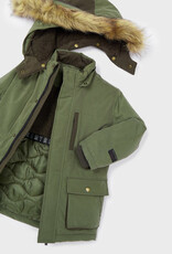 Mayoral Dark Thyme Faux Fur Hooded Parka